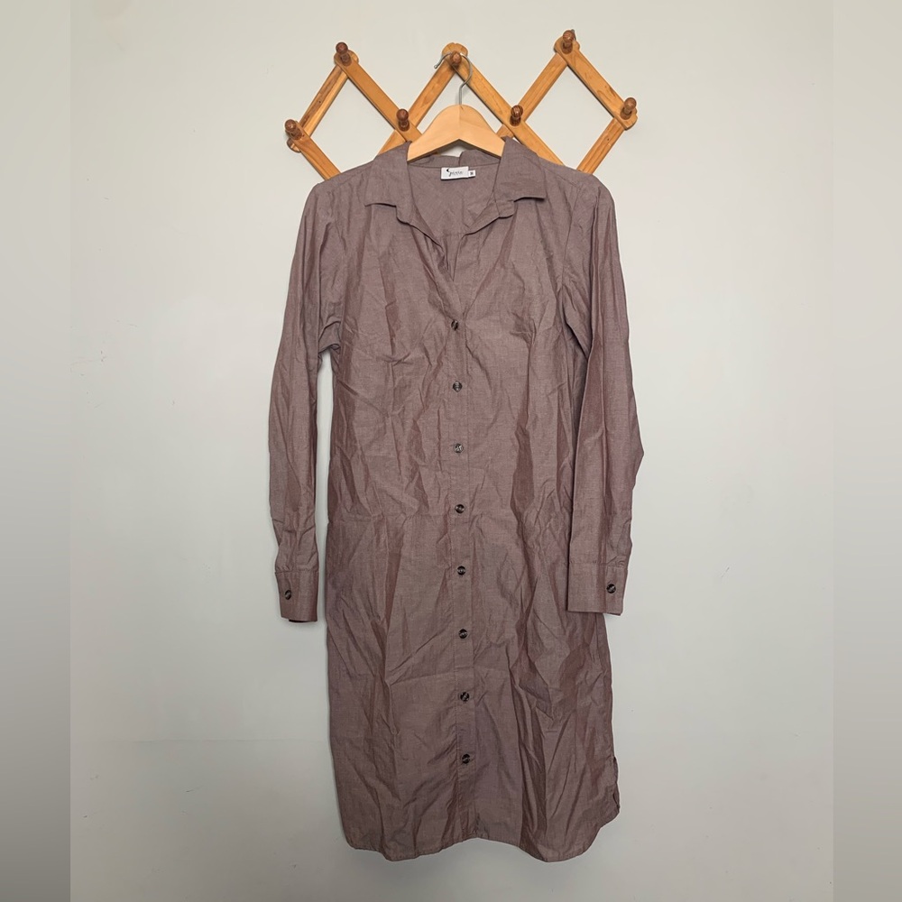 NWOT Pixie City to Sea Brown Chambray Cotton Sea Island Shirt Dress SZ M